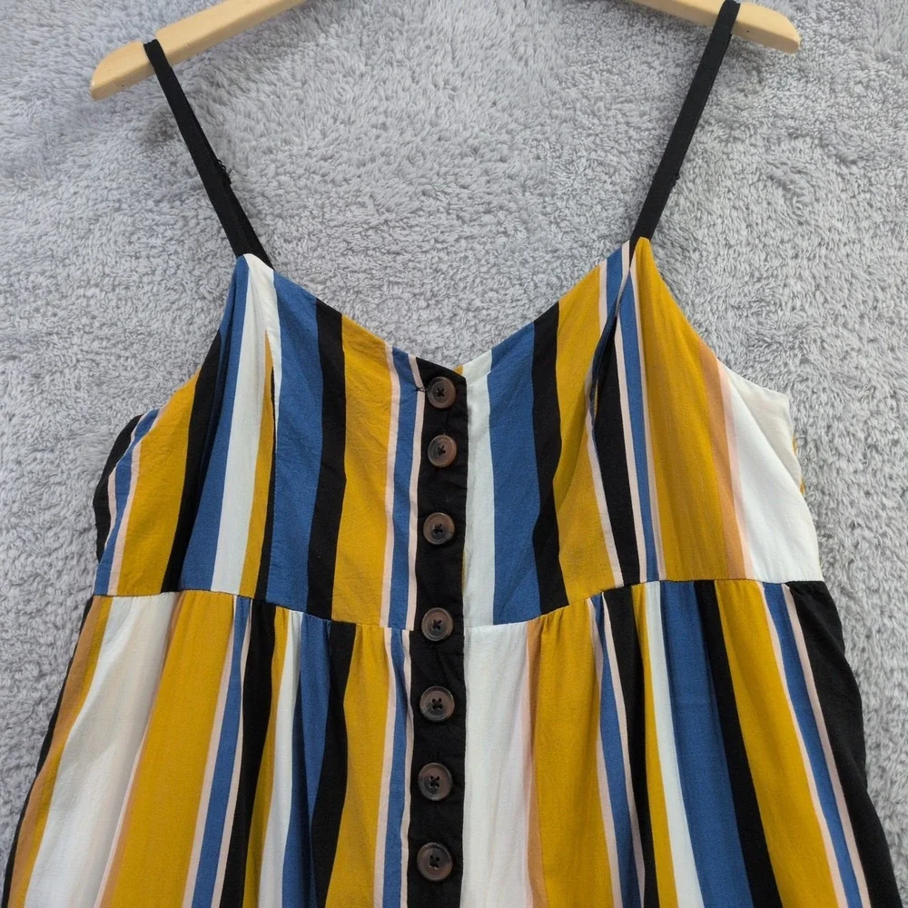 Urban Outfitters Jumpsuit Women's Large Yellow Striped Cropped Button Front‎